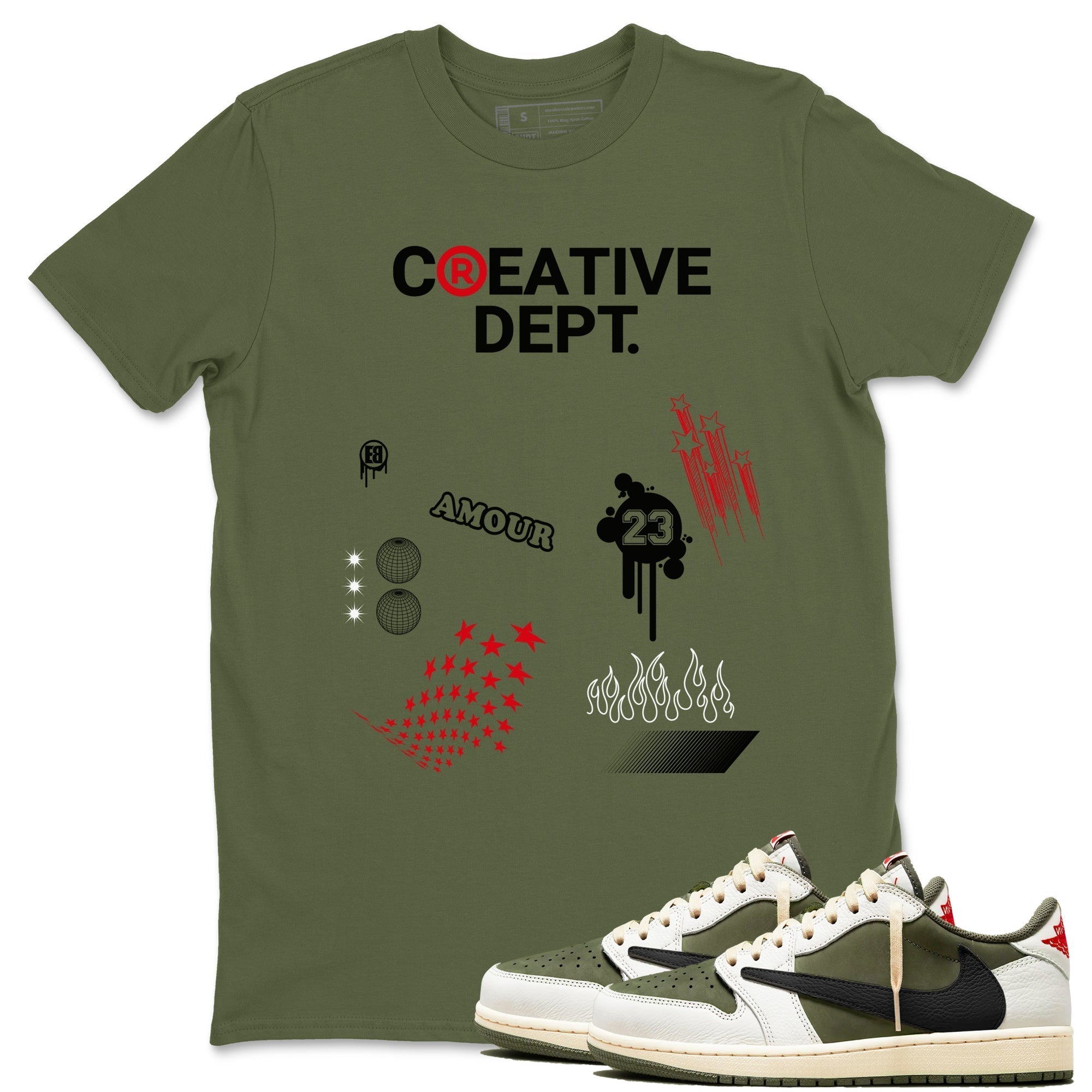 Creative Dept snkmatch Tees - Air Jordan 1 Travis Scott Medium Olive