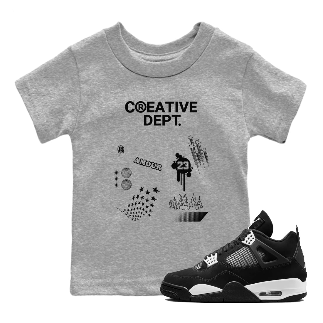 Creative Dept snkmatch Tees Kids - Air Jordan 4 White Thunder