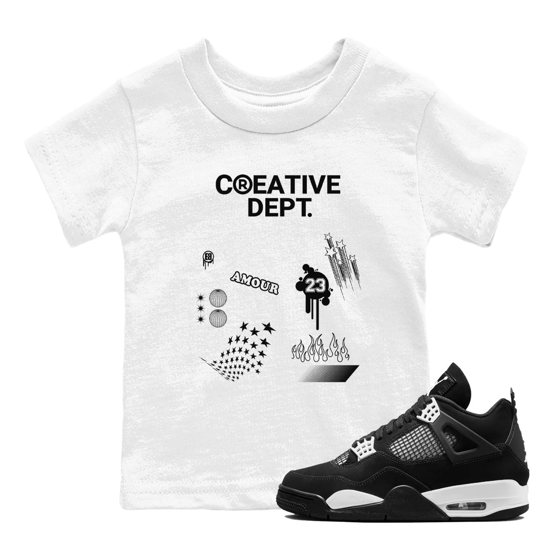 Creative Dept snkmatch Tees Kids - Air Jordan 4 White Thunder