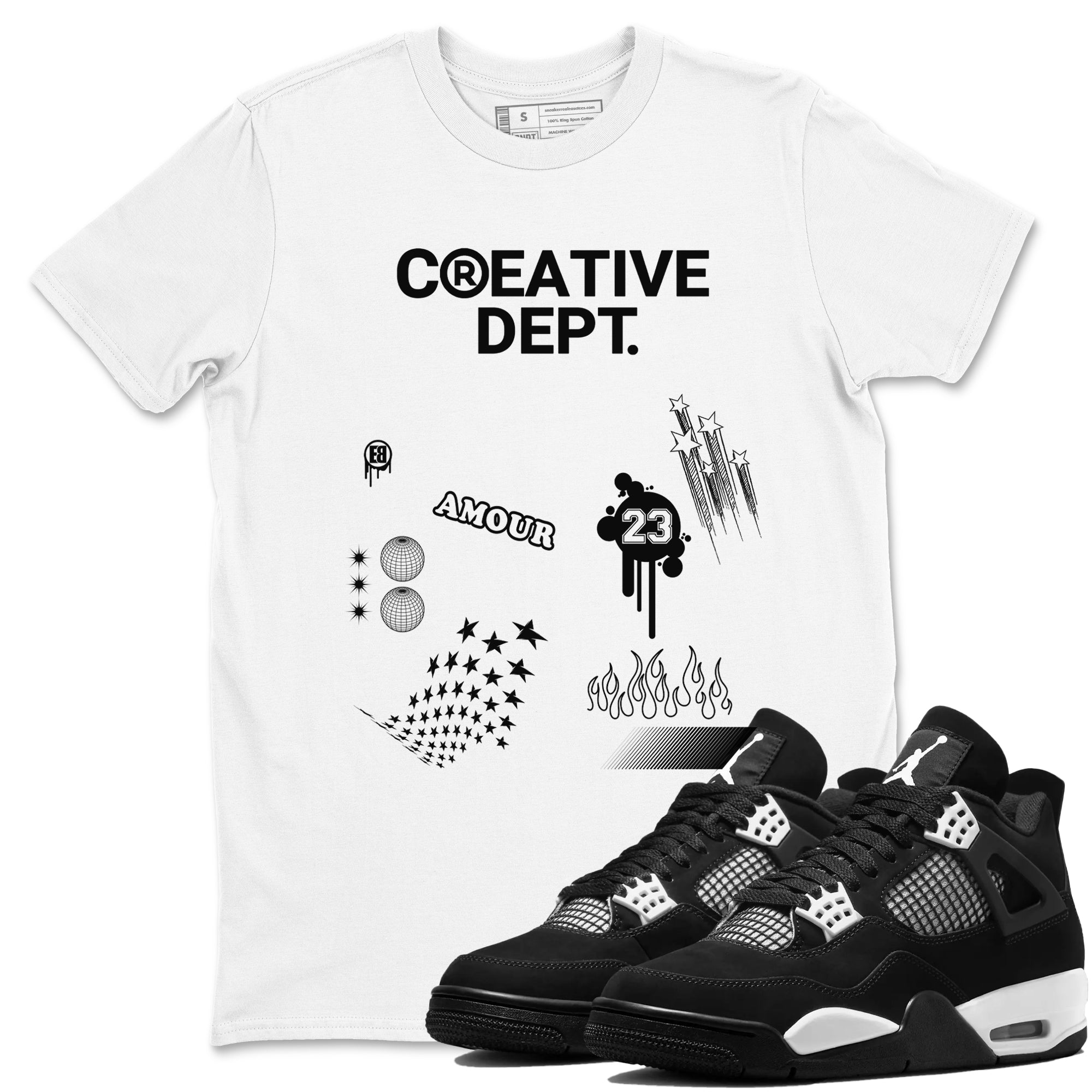 Creative Dept snkmatch Tees - Air Jordan 4 White Thunder