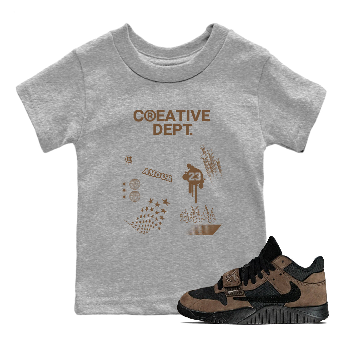 Creative Dept snkmatch Tees Kids - Jordan Jumpman Jack Travis Scott Dark Mocha