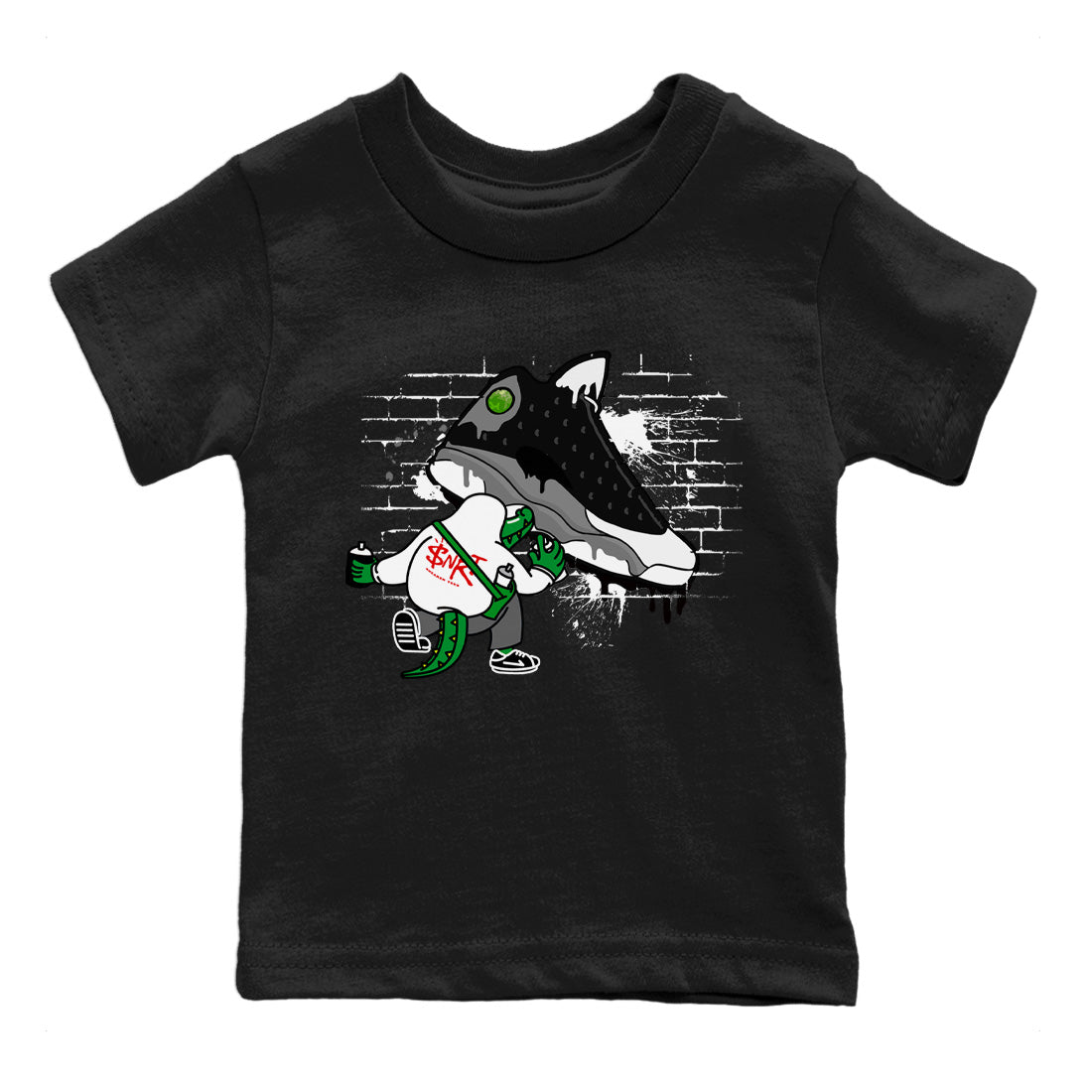 Crocodile Artist Kids Tops - Air Jordan 13 Black Flint