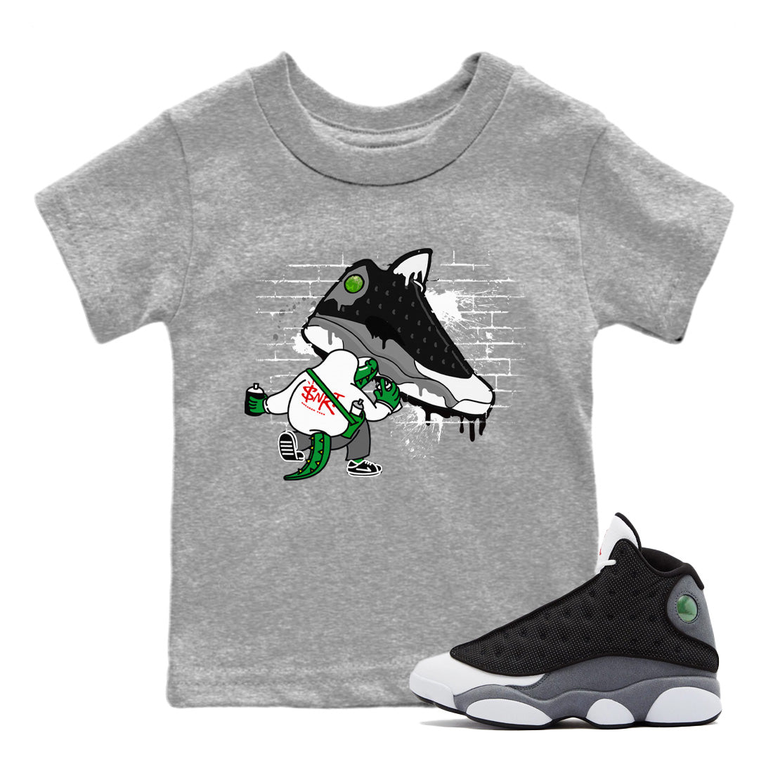 Crocodile Artist Kids Tops - Air Jordan 13 Black Flint