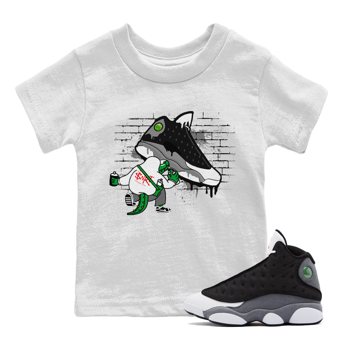 Crocodile Artist Kids Tops - Air Jordan 13 Black Flint