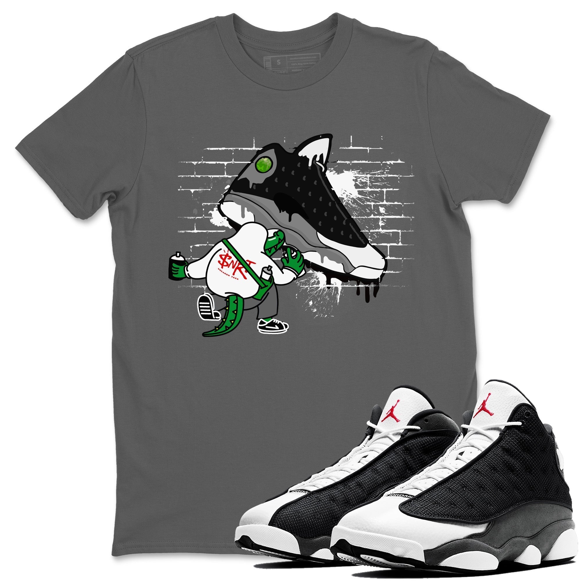 Crocodile Artist Unisex Tops - Air Jordan 13 Black Flint