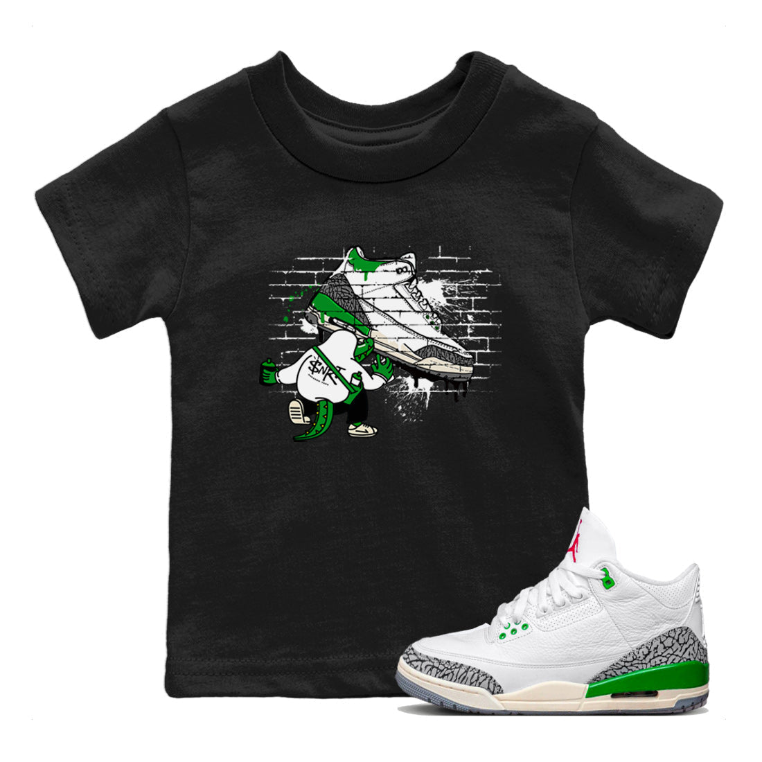 Crocodile Artist Kids Tops - Air Jordan 3 Lucky Green