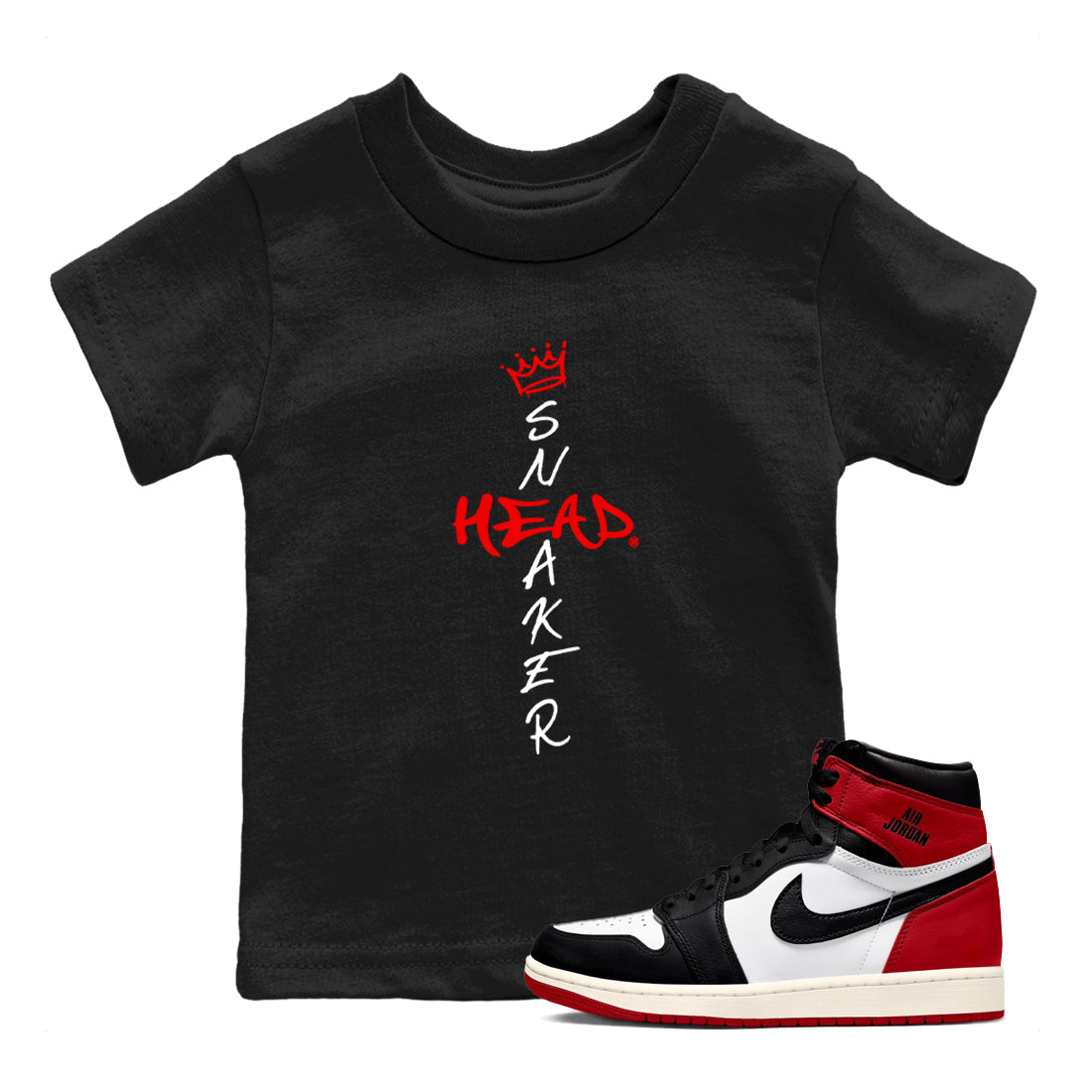 Cross snkmatch snkmatch Tees Kids - Air Jordan 1 Black Toe Reimagined