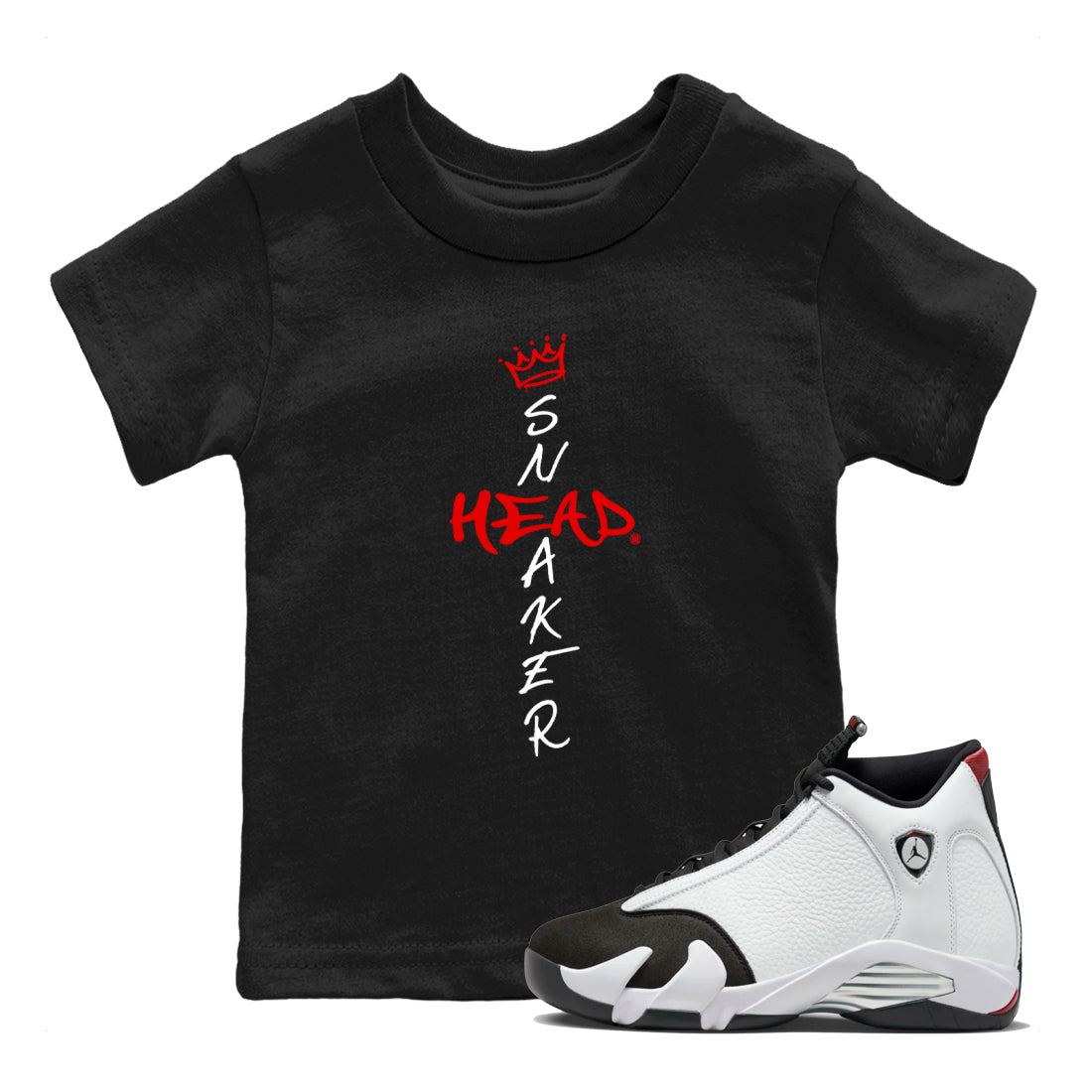 Cross snkmatch snkmatch Tees Kids - Air Jordan 14 Black Toe