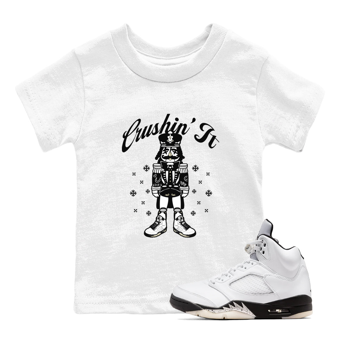 Crushin' It snkmatch Tees Kids - Air Jordan 5 White Black