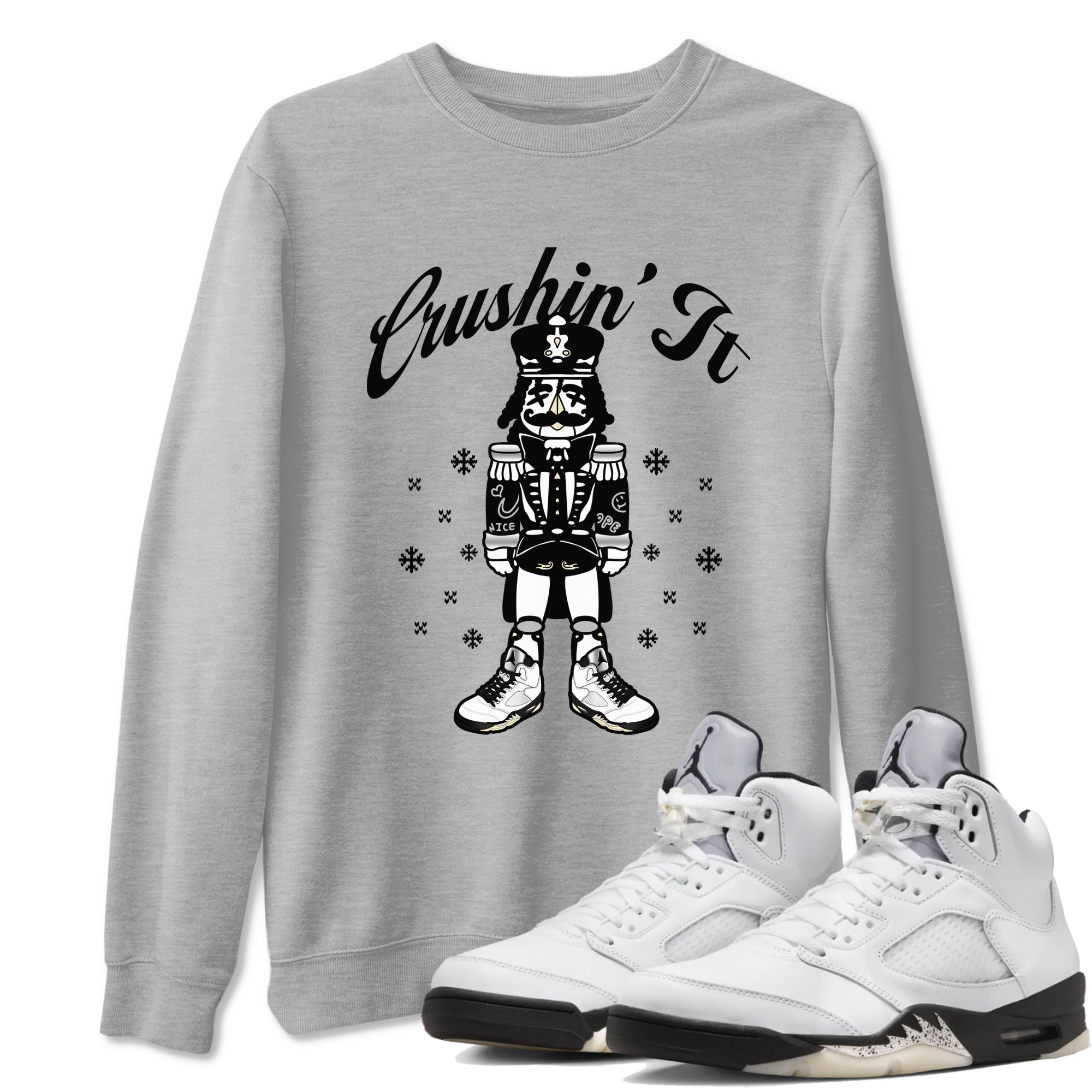 Crushin' It snkmatch Tees - Air Jordan 5 White Black