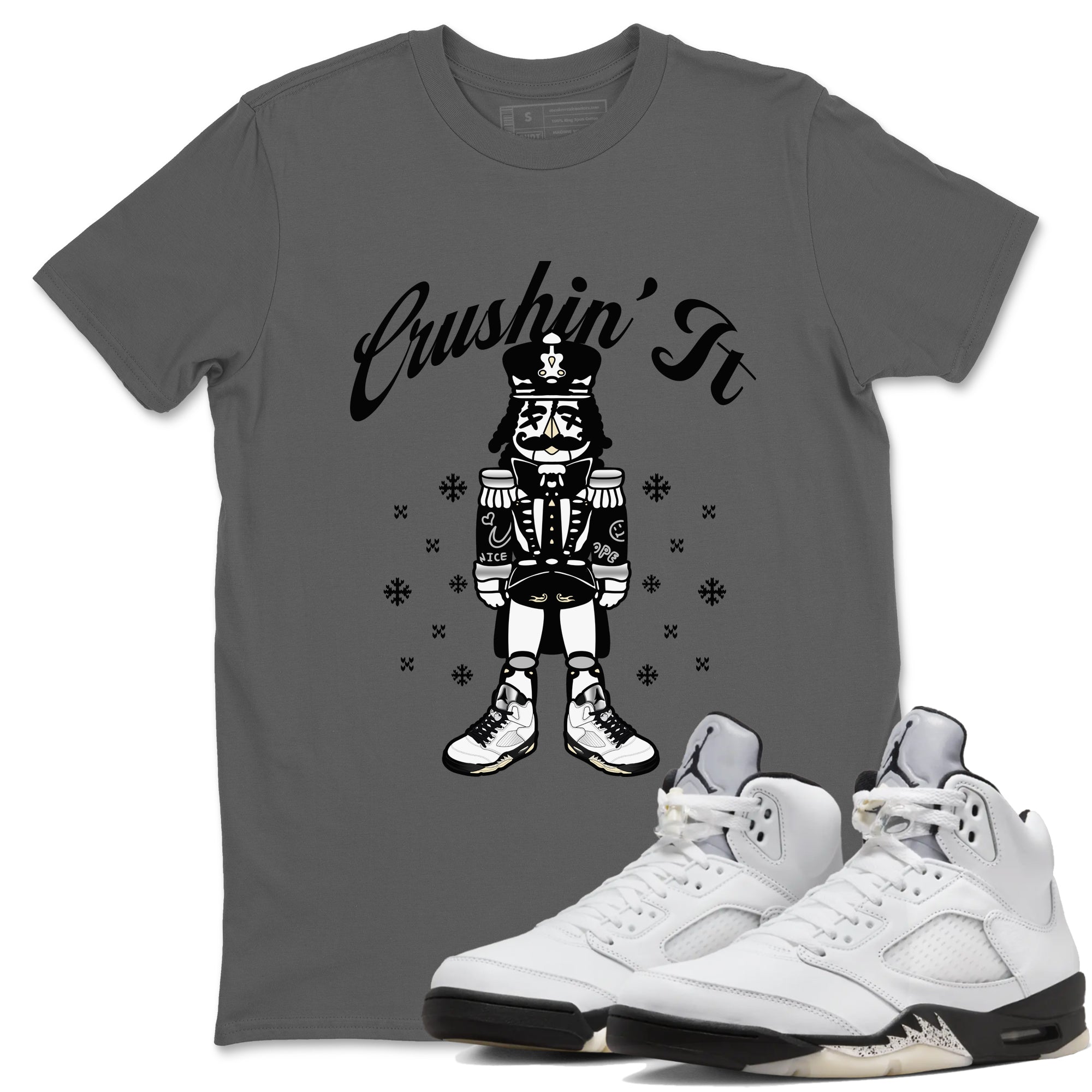 Crushin' It snkmatch Tees - Air Jordan 5 White Black