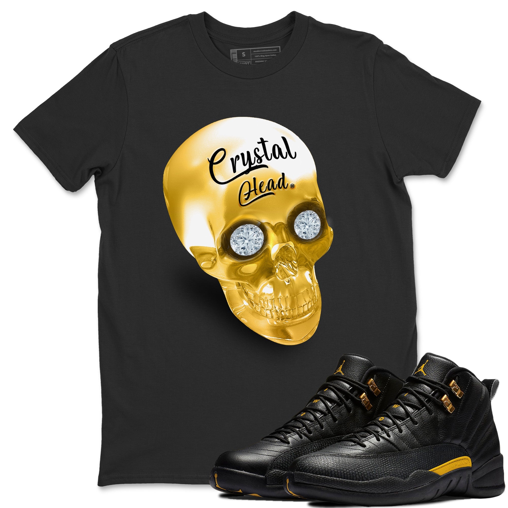 Crystal Head Unisex Tops - Air Jordan 12 Black Taxi