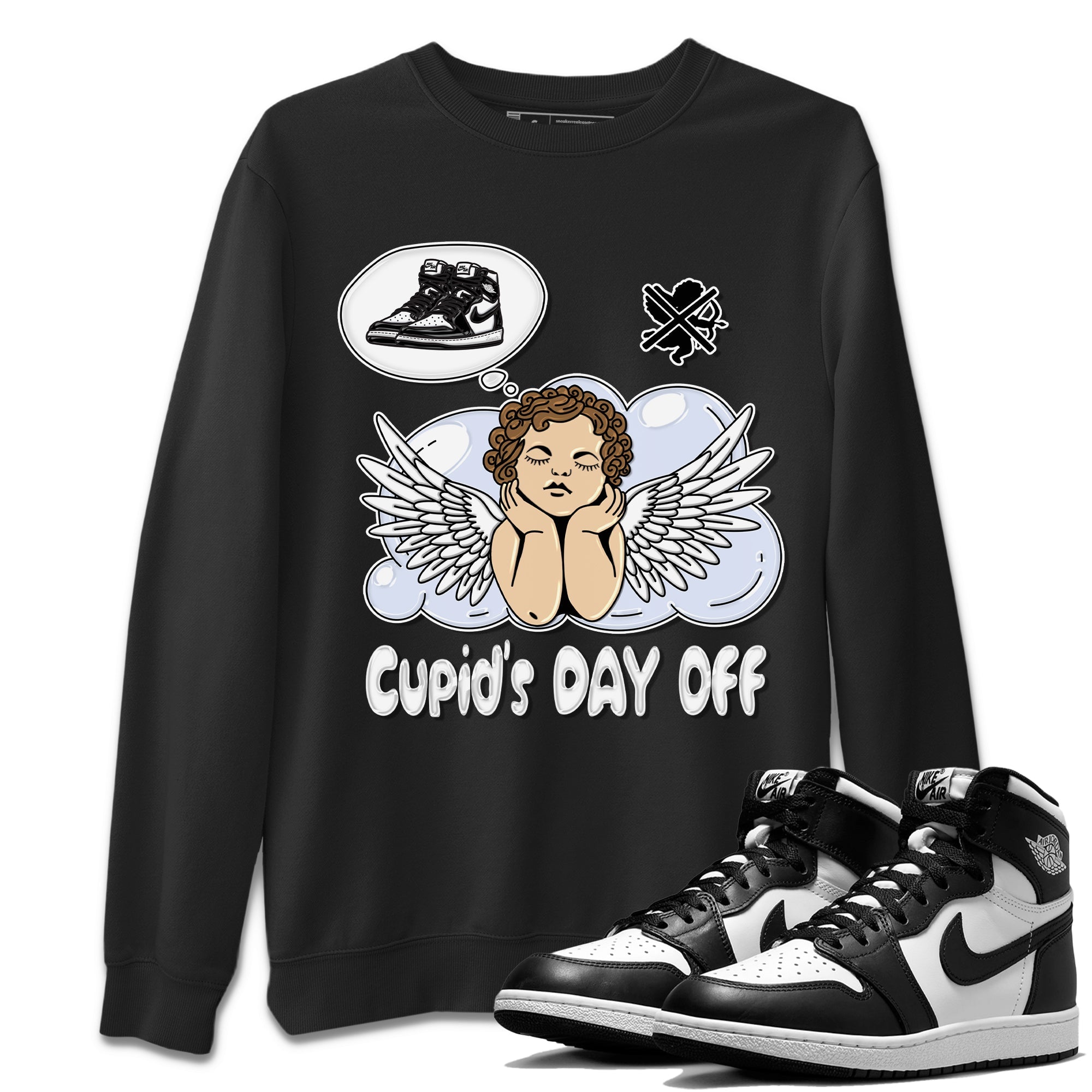 Cupids Day Off Unisex Tops - Air Jordan 1 Black White