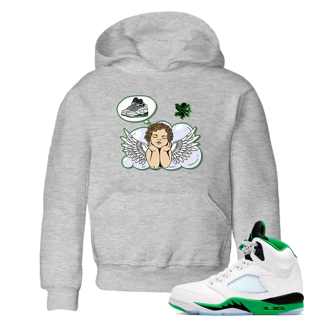 Cupids Day Off snkmatch Tees Kids - Air Jordan 5 Lucky Green
