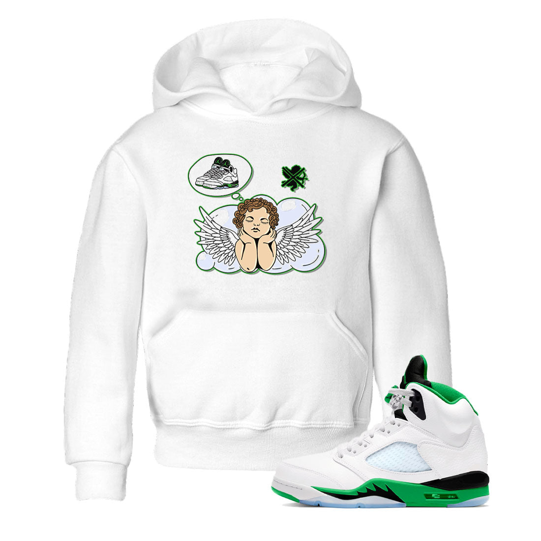 Cupids Day Off snkmatch Tees Kids - Air Jordan 5 Lucky Green