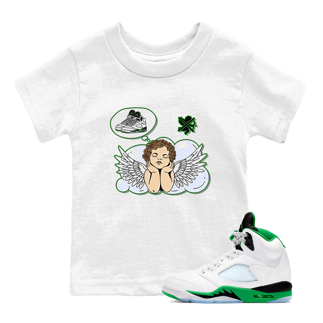 Cupids Day Off snkmatch Tees Kids - Air Jordan 5 Lucky Green