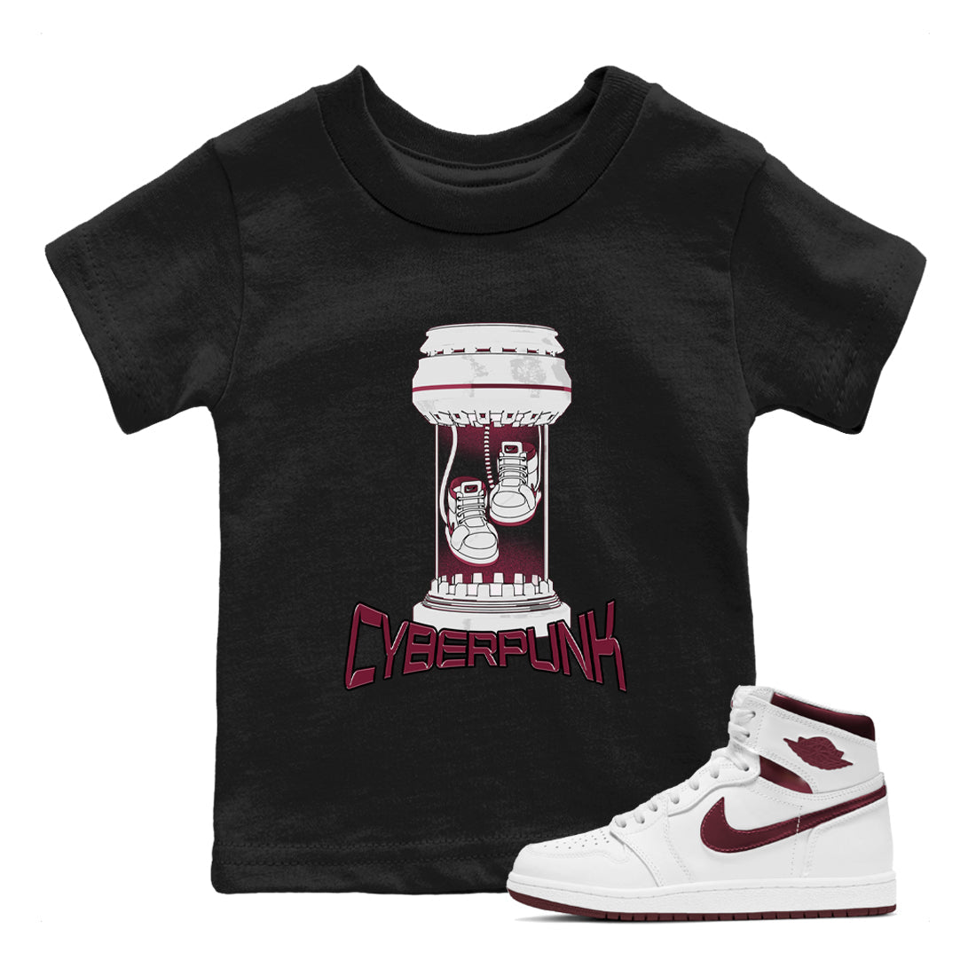 Cyberpunk snkmatch Tee Kids - Air Jordan 1 Metallic Burgundy