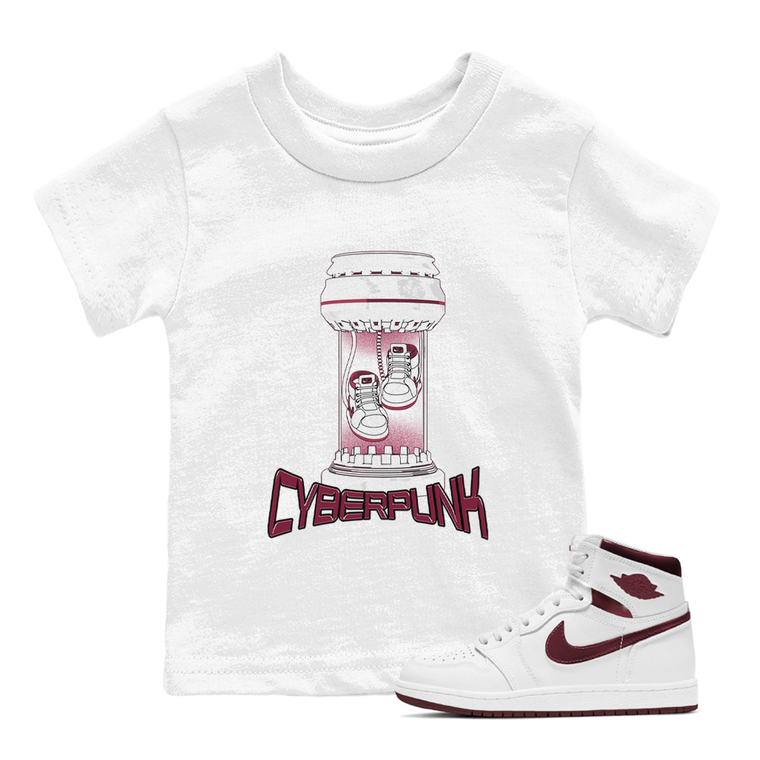 Cyberpunk snkmatch Tee Kids - Air Jordan 1 Metallic Burgundy