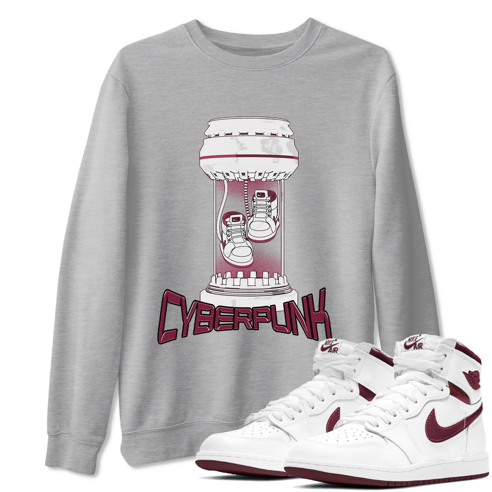 Cyberpunk snkmatch Tee - Air Jordan 1 Metallic Burgundy