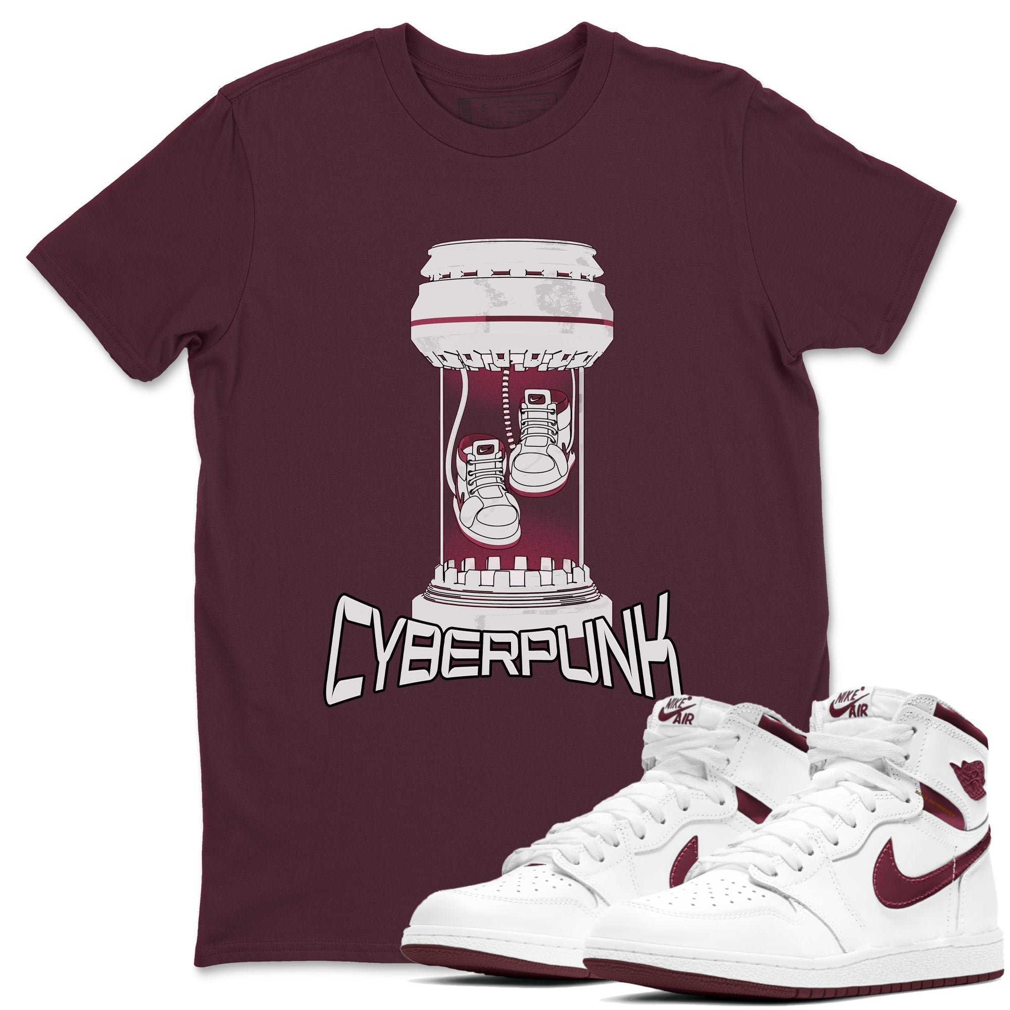 Cyberpunk snkmatch Tee - Air Jordan 1 Metallic Burgundy