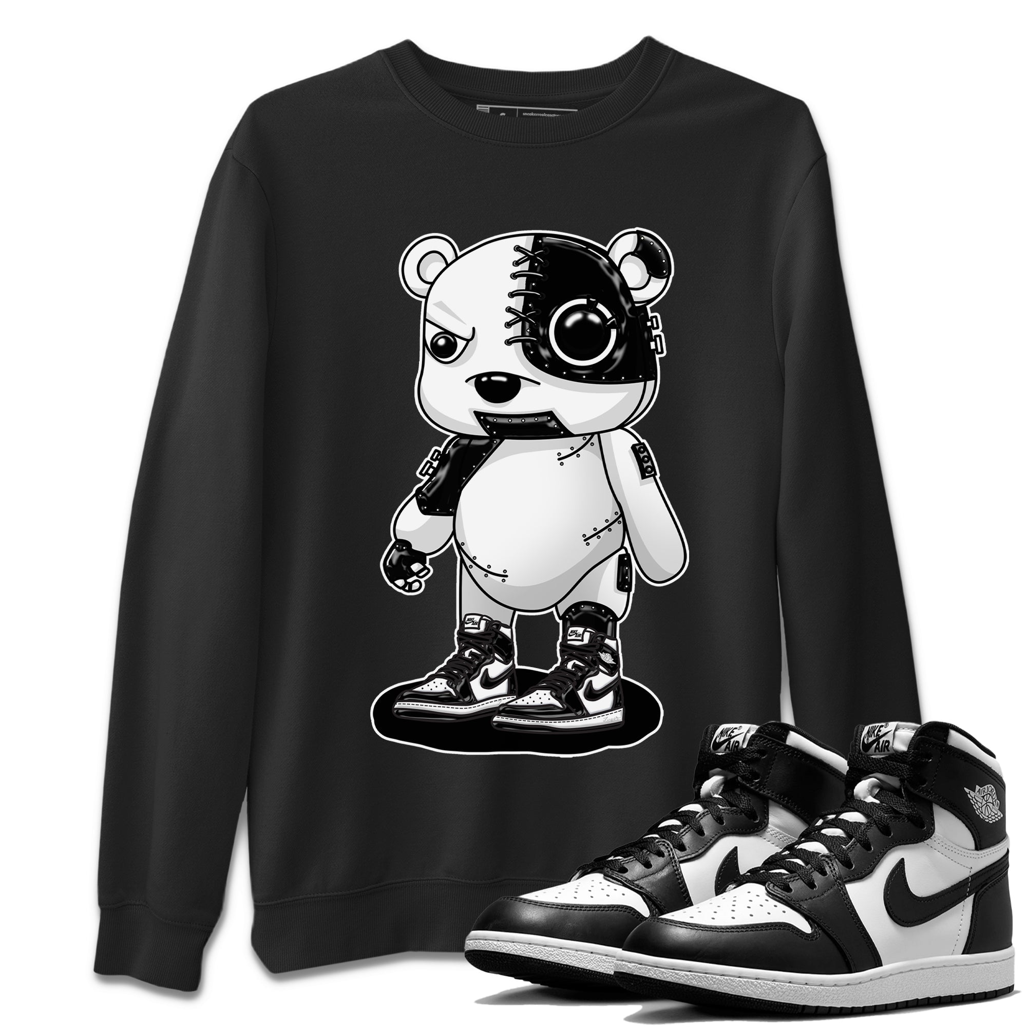 Cyborg Bear Unisex Tops - Air Jordan 1 Black White