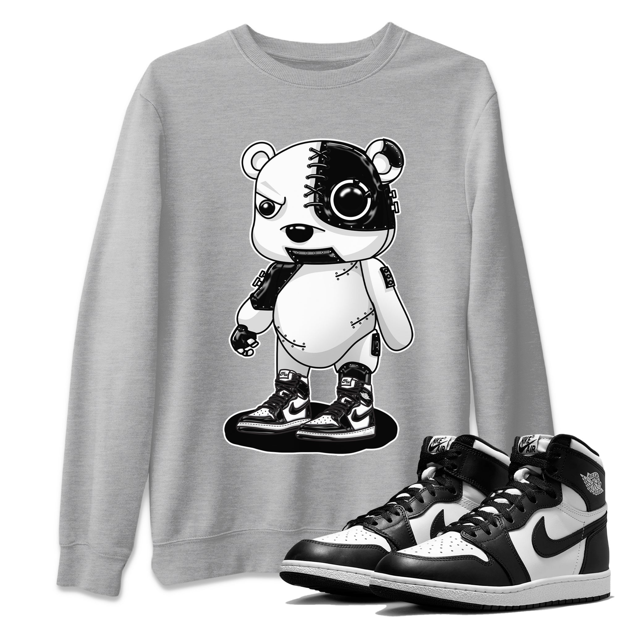 Cyborg Bear Unisex Tops - Air Jordan 1 Black White