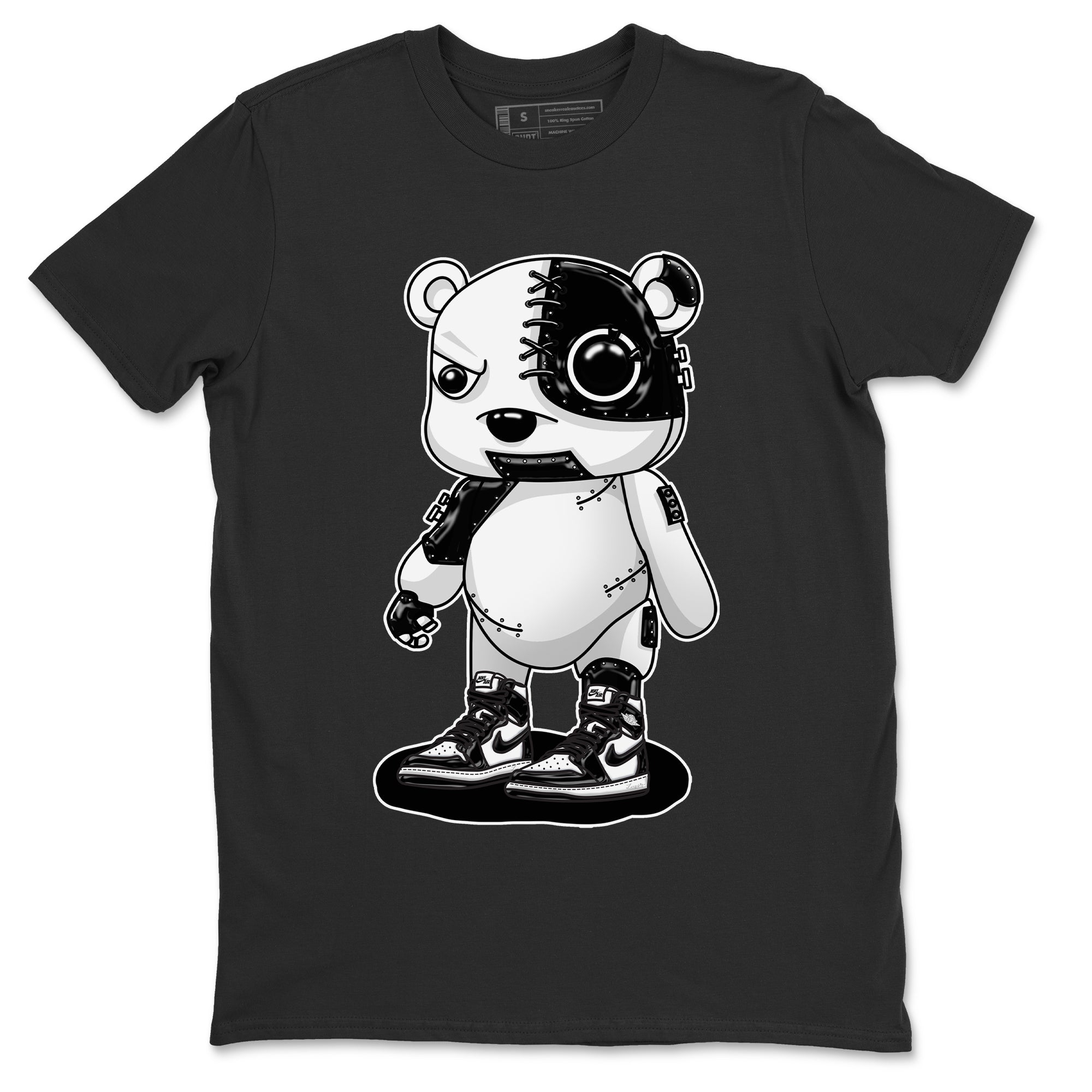 Cyborg Bear Unisex Tops - Air Jordan 1 Black White