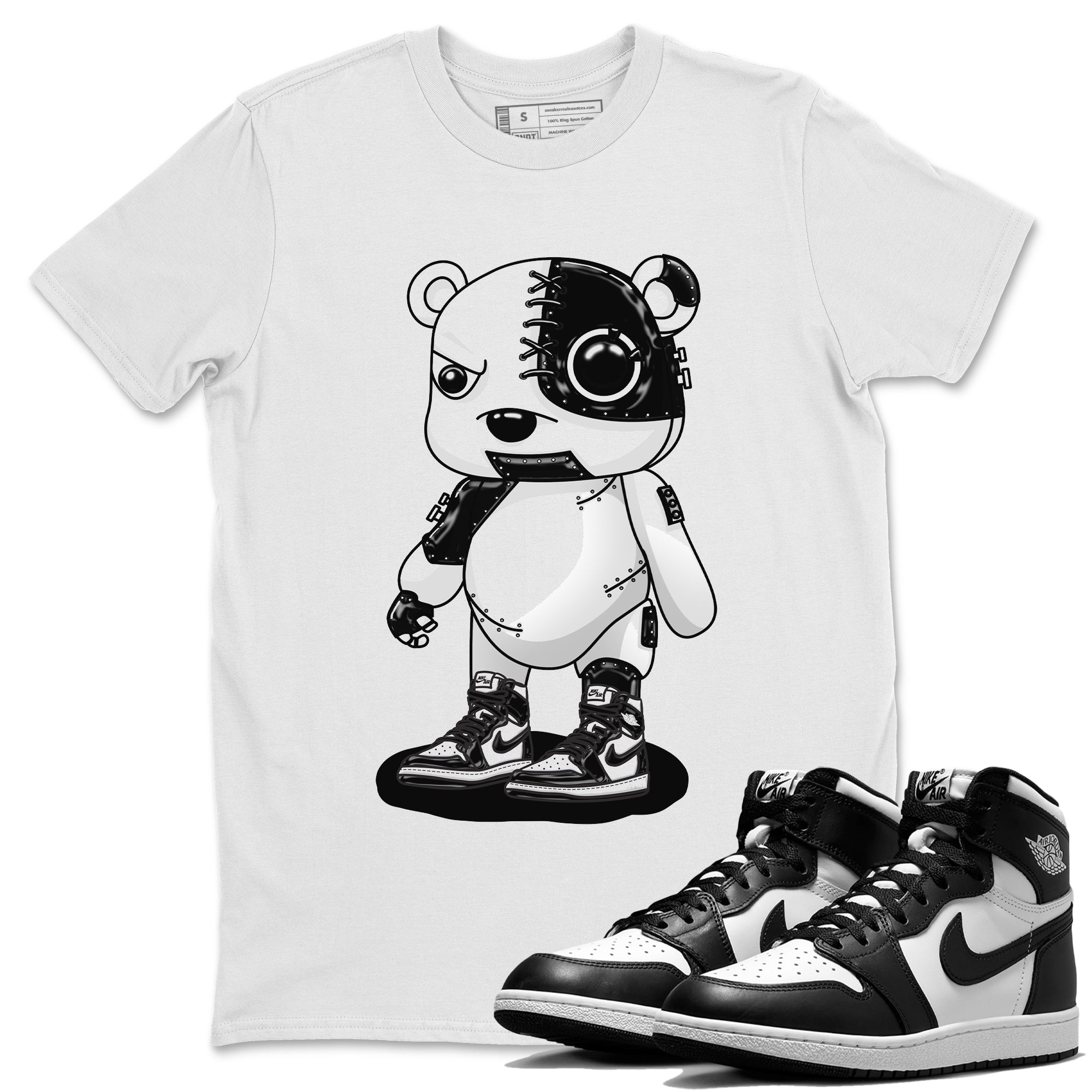 Cyborg Bear Unisex Tops - Air Jordan 1 Black White