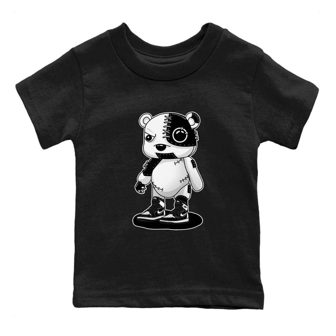 Cyborg Bear snkmatch Tees Kids - Air Jordan 1 Black White