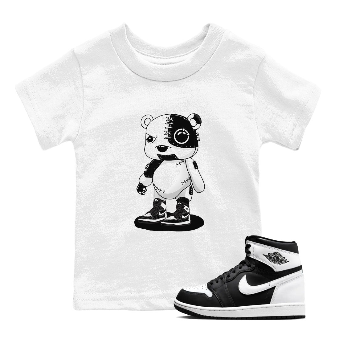 Cyborg Bear snkmatch Tees Kids - Air Jordan 1 Black White
