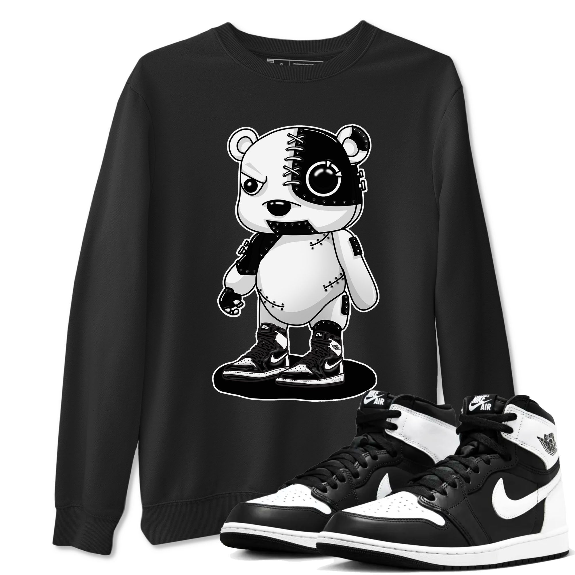 Cyborg Bear snkmatch Tees - Air Jordan 1 Black White