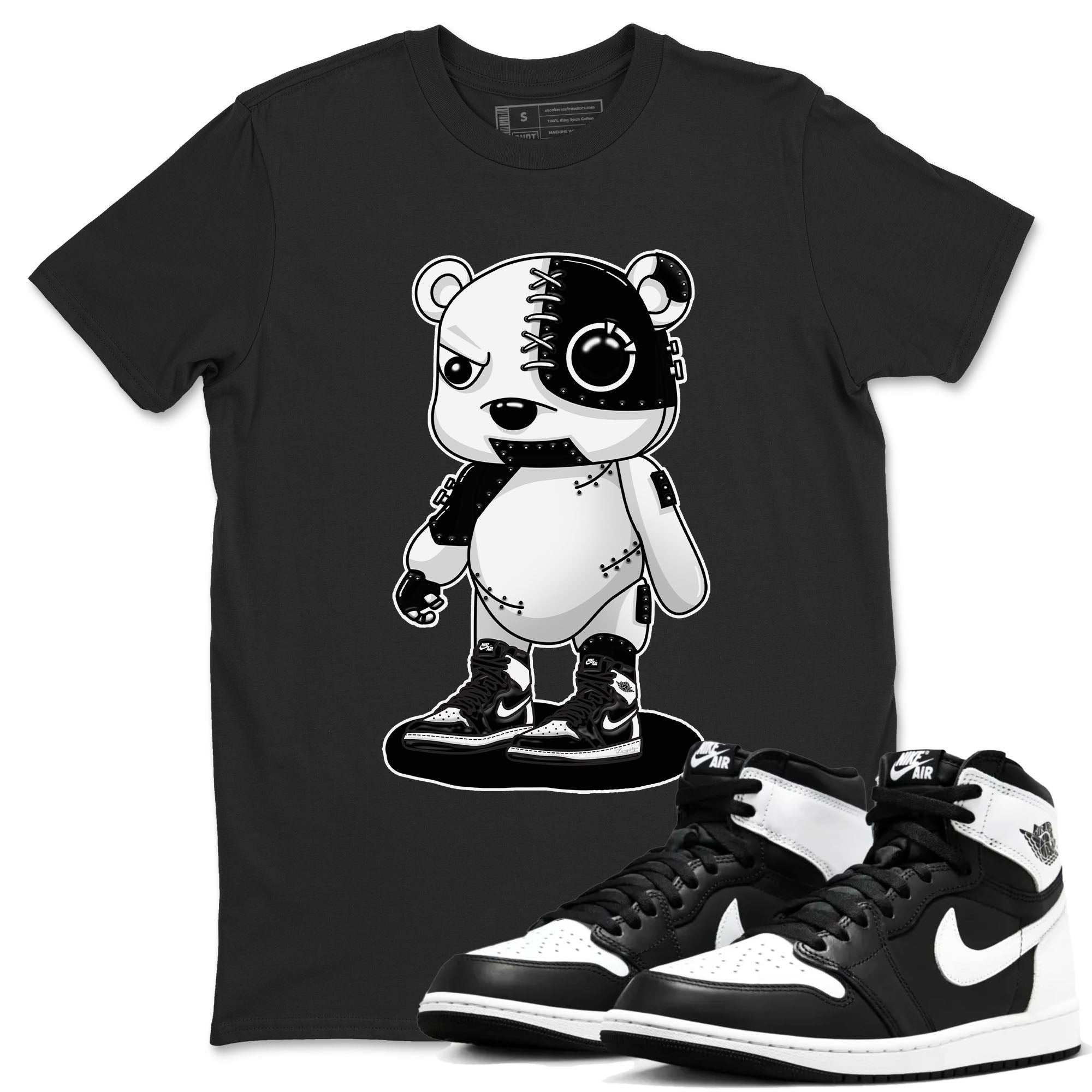 Cyborg Bear snkmatch Tees - Air Jordan 1 Black White