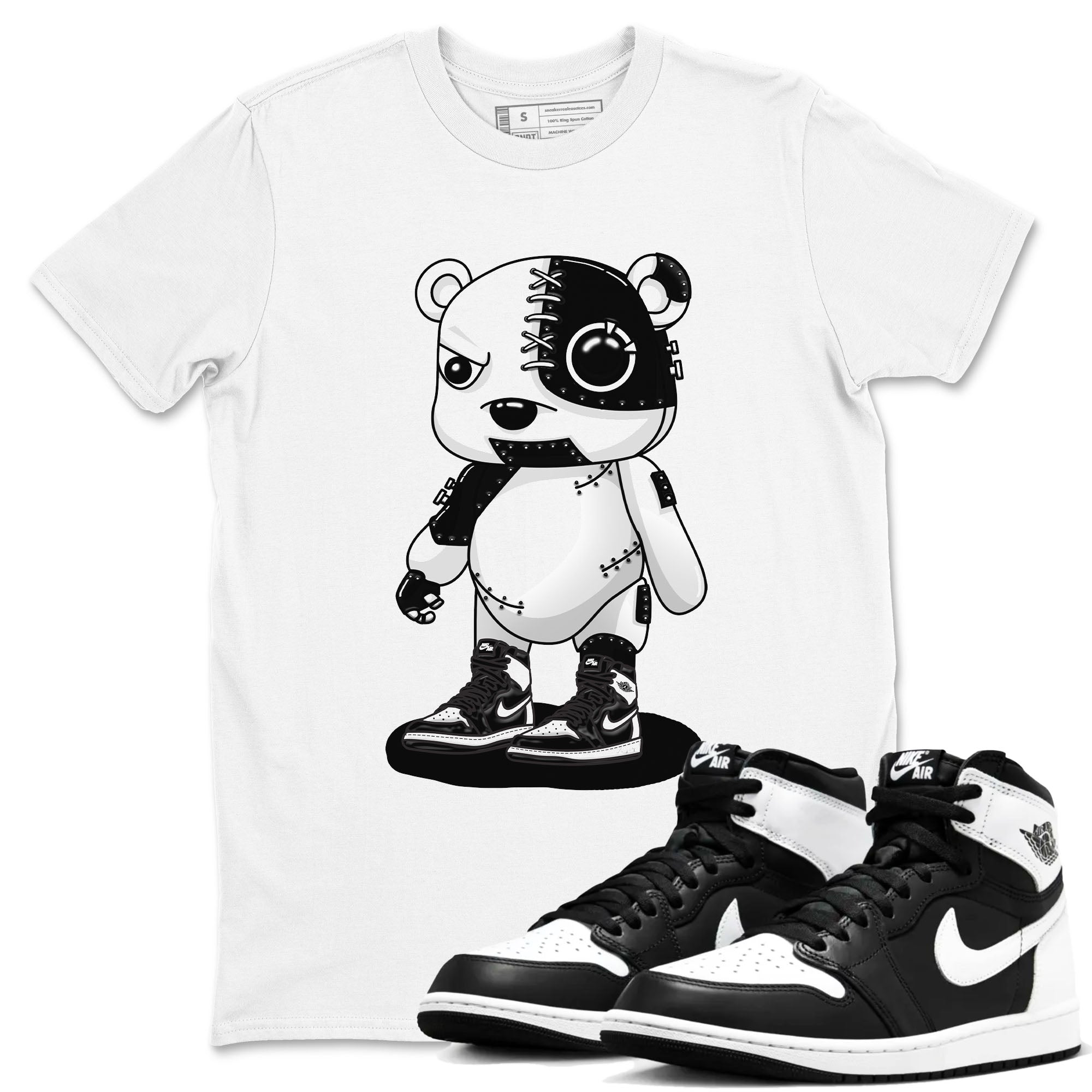 Cyborg Bear snkmatch Tees - Air Jordan 1 Black White