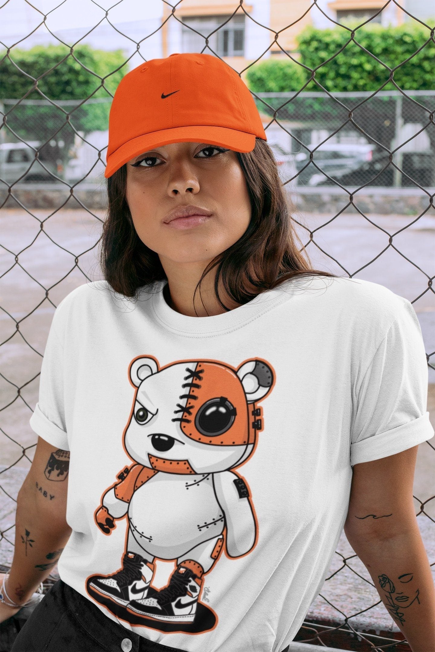Cyborg Bear Unisex Tops - Air Jordan 1 Electro Orange