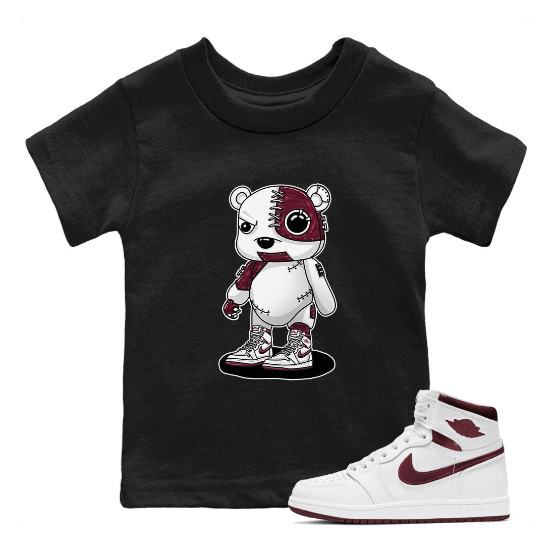 Cyborg Bear snkmatch Tees Kids - Air Jordan 1 Metallic Burgundy