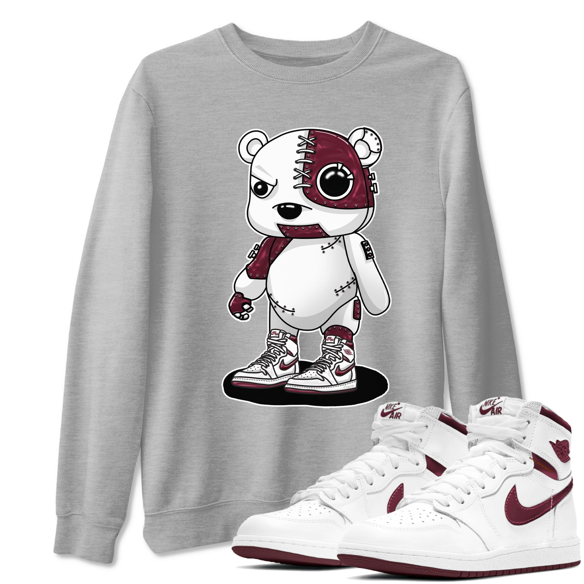 Cyborg Bear snkmatch Tees - Air Jordan 1 Metallic Burgundy