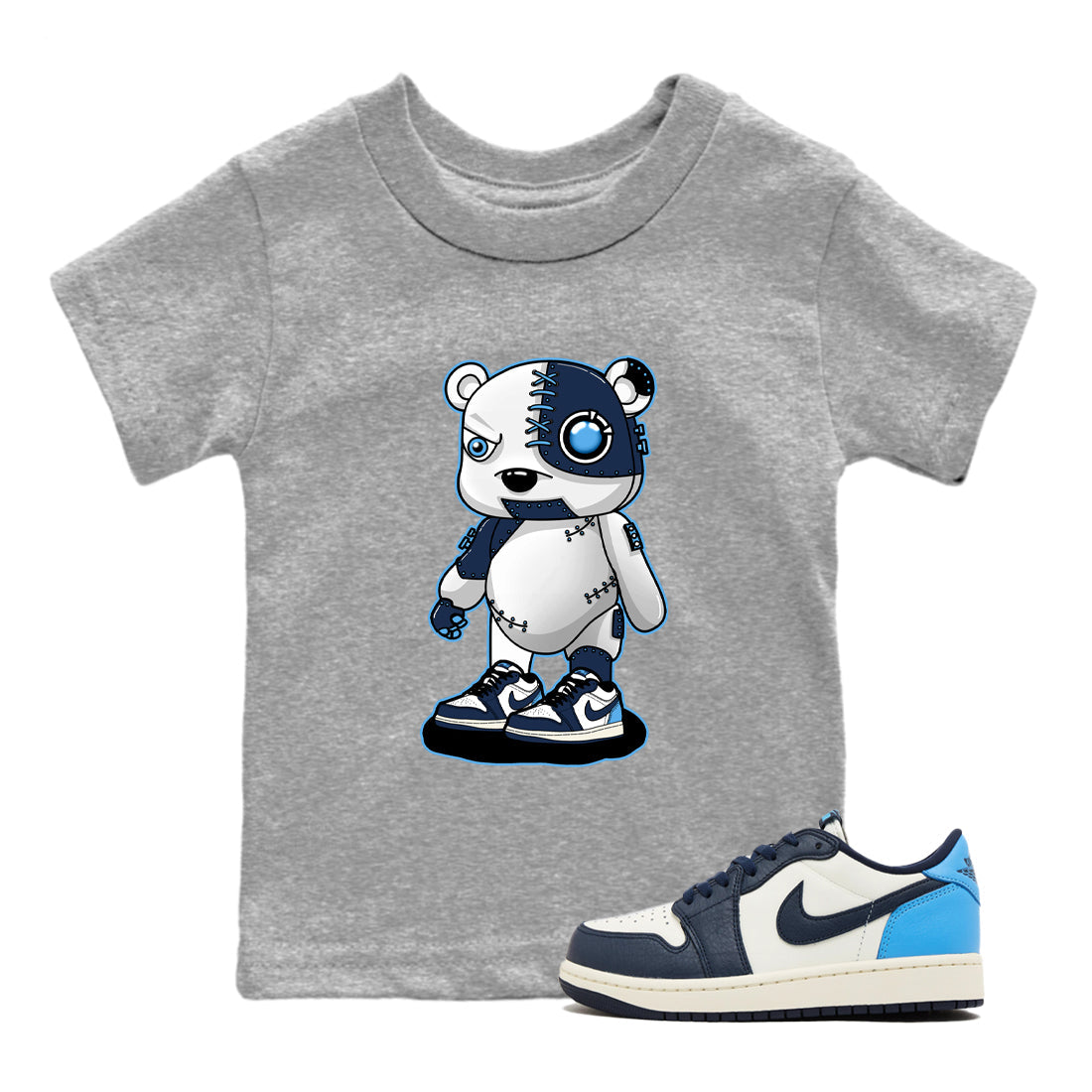 Cyborg Bear snkmatch Tees Kids - Air Jordan 1 Obsidian