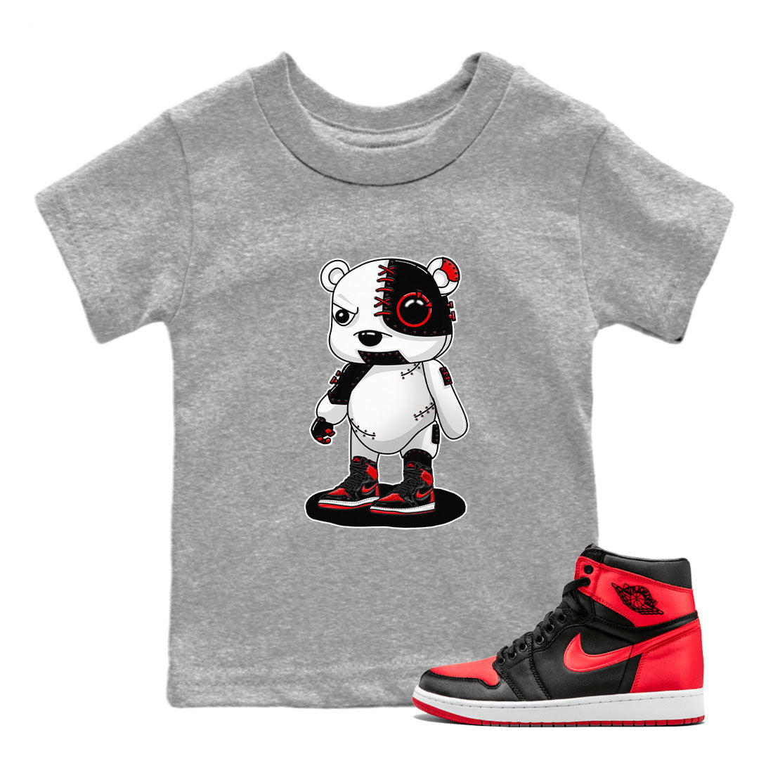 Cyborg Bear snkmatch Tee Kids - Air Jordan 1 Satin Bred