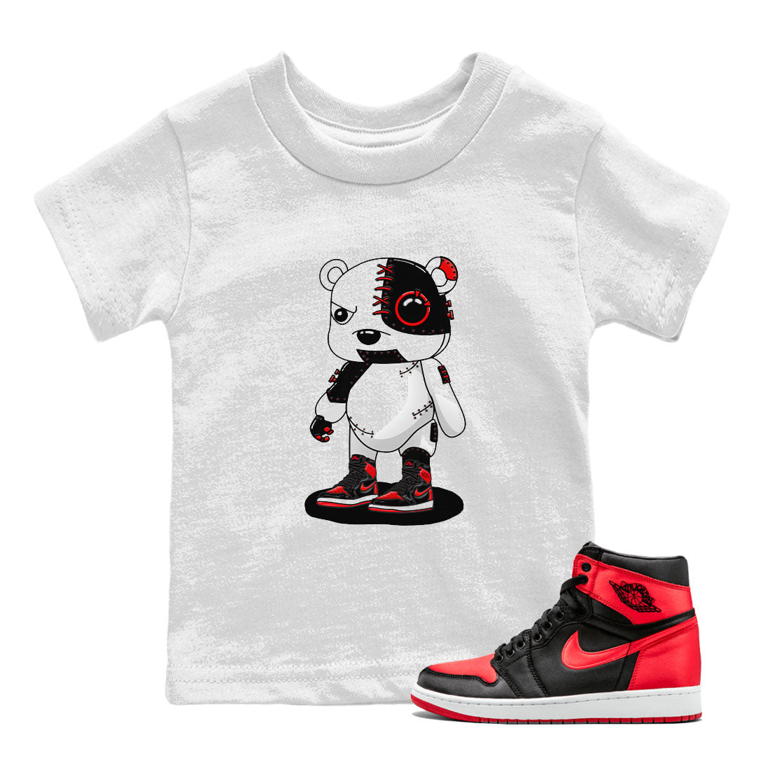 Cyborg Bear snkmatch Tee Kids - Air Jordan 1 Satin Bred