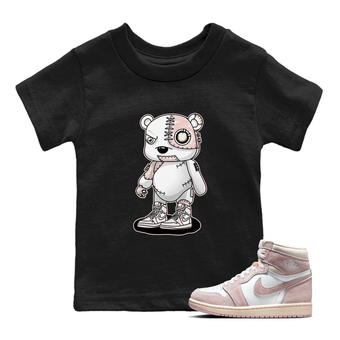 Cyborg Bear Kids Tops - Air Jordan 1 Washed Pink