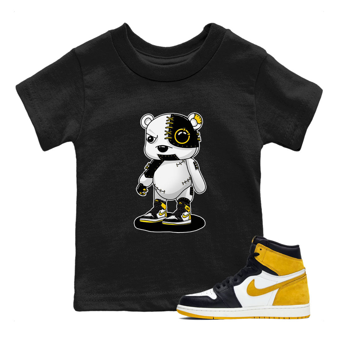 Cyborg Bear snkmatch Tees Kids - Air Jordan 1 Yellow Ochre