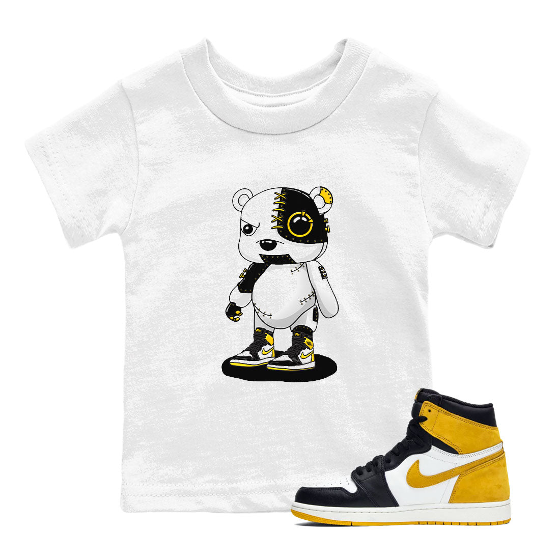 Cyborg Bear snkmatch Tees Kids - Air Jordan 1 Yellow Ochre