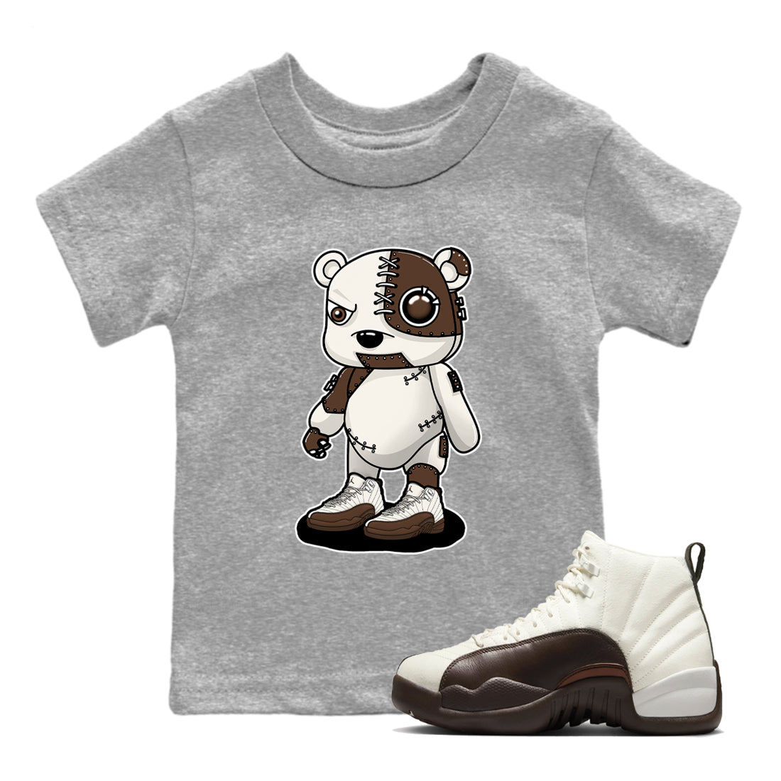 Cyborg Bear snkmatch Tees Kids - Air Jordan 12 Baroque Brown
