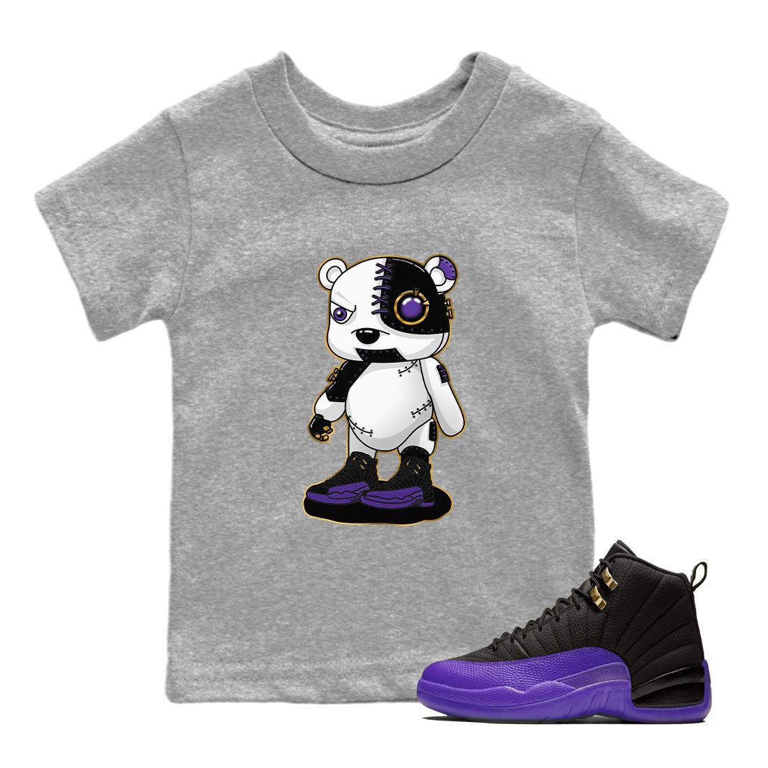 Cyborg Bear snkmatch Tee Kids - Air Jordan 12 Field Purple