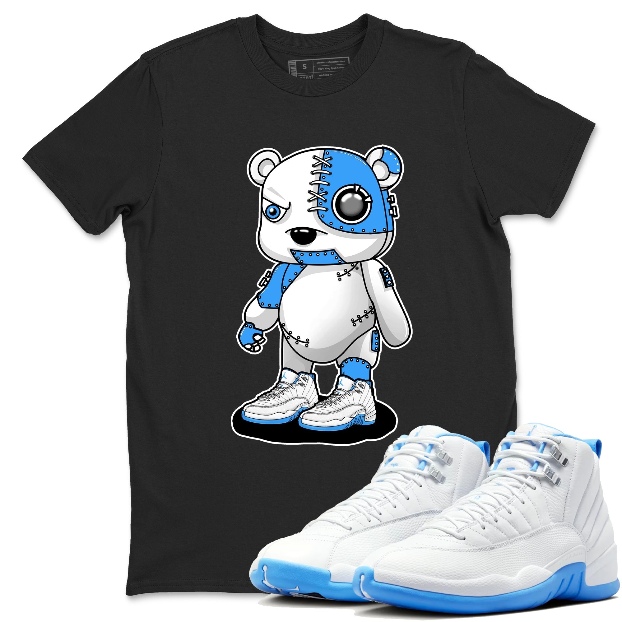 Cyborg Bear snkmatch Tees - Air Jordan 12 White and University Blue