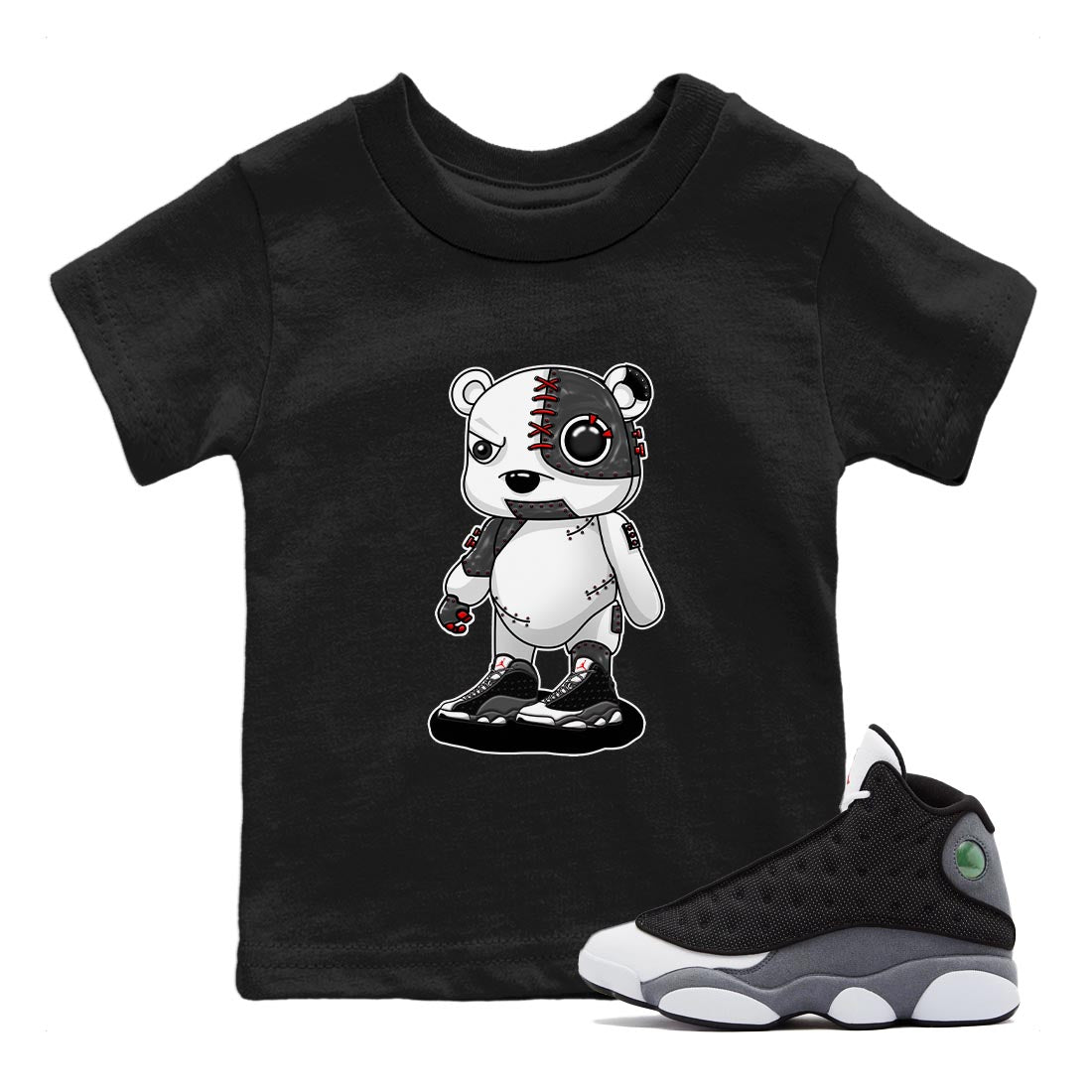 Cyborg Bear Kids Tops - Air Jordan 13 Black Flint