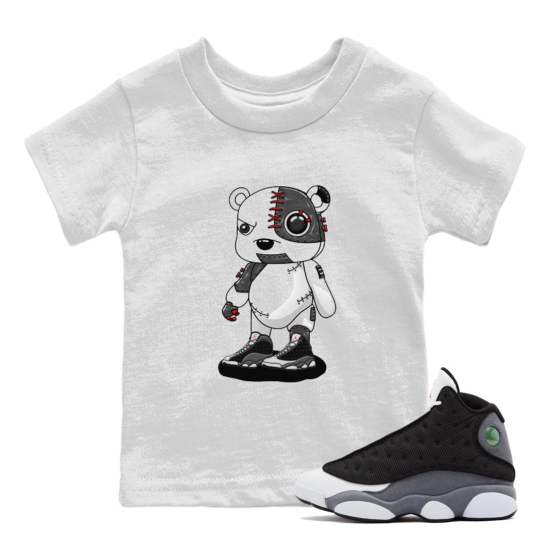 Cyborg Bear Kids Tops - Air Jordan 13 Black Flint