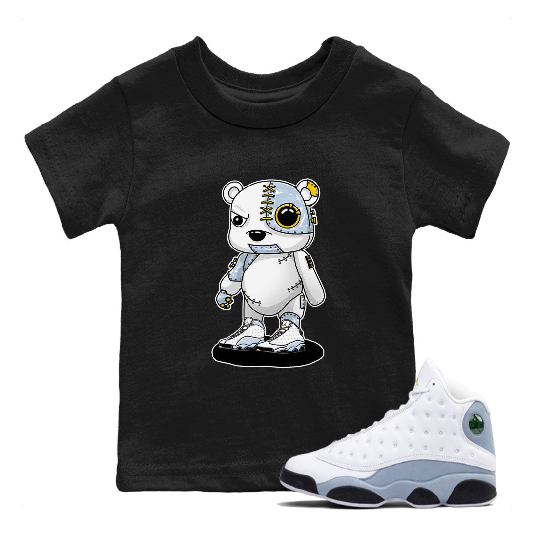 Cyborg Bear snkmatch Tees Kids - Air Jordan 13 Blue Grey