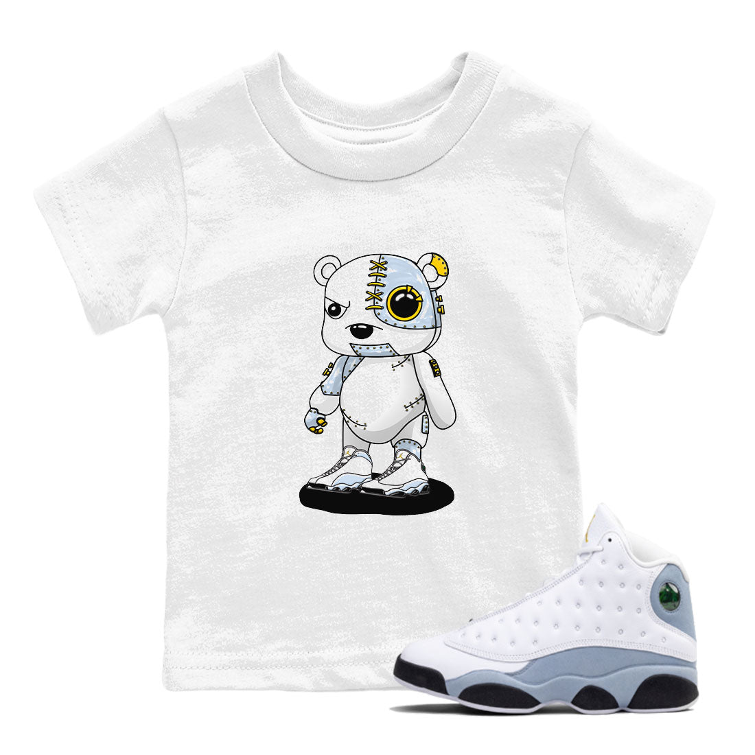 Cyborg Bear snkmatch Tees Kids - Air Jordan 13 Blue Grey