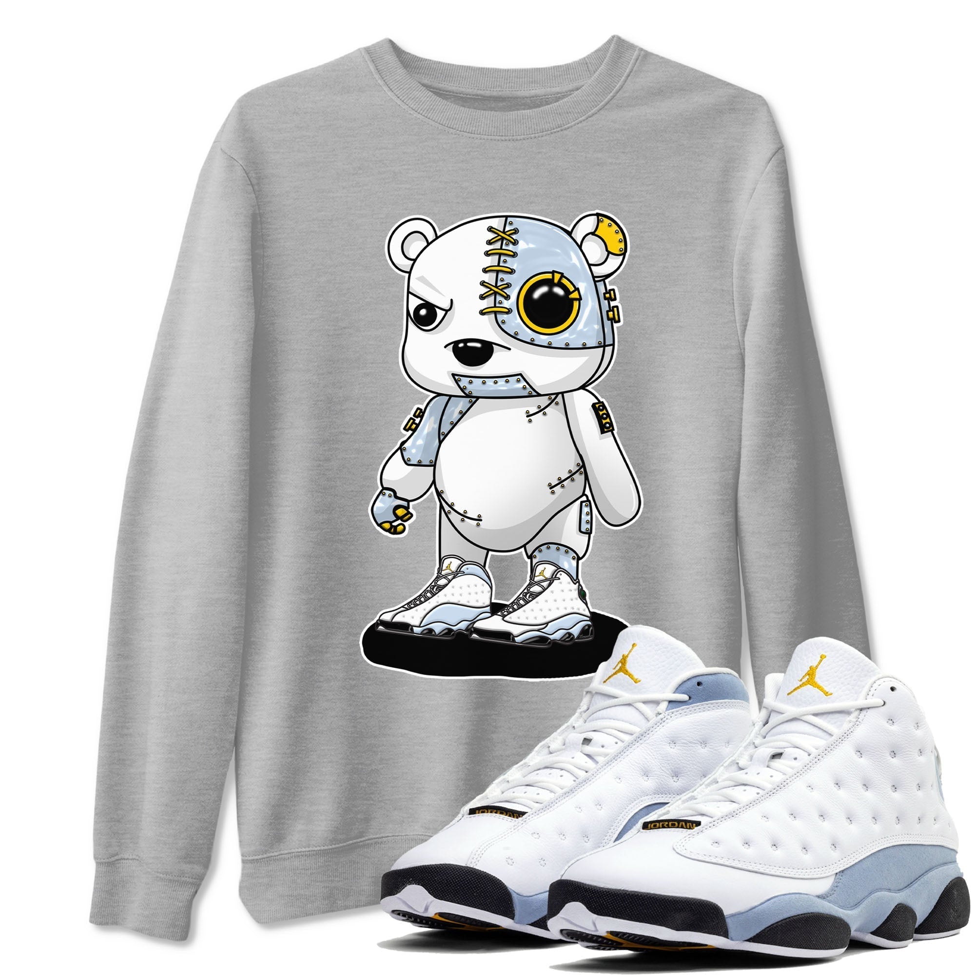 Cyborg Bear snkmatch Tees - Air Jordan 13 Blue Grey